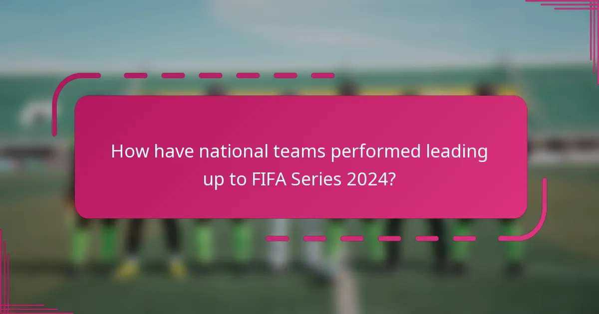How have national teams performed leading up to FIFA Series 2024?