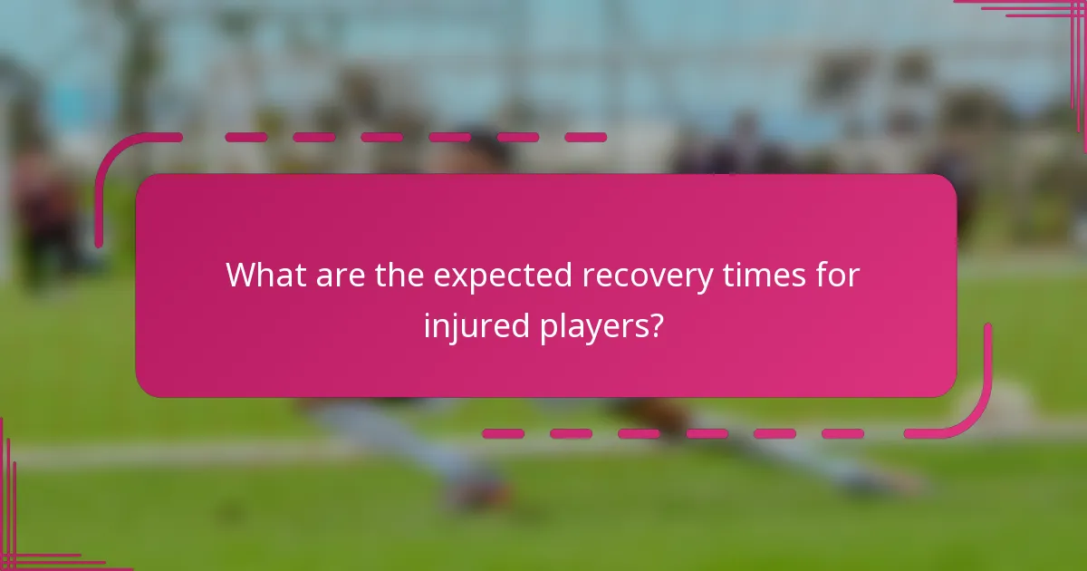 What are the expected recovery times for injured players?